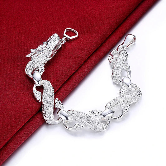 DOTEFFIL 925 Sterling Silver Dragon Cuff Bracelet โ Unisex Charm Jewelry for Wedding, Engagement & Parties