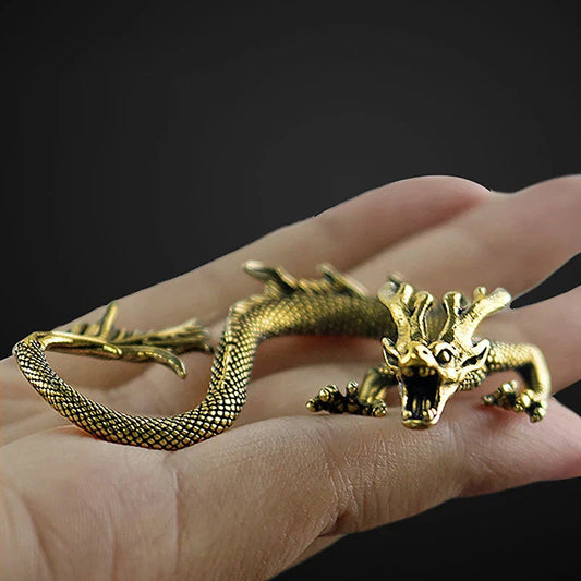 Chinese Beast Dragon Statue โ Antique Bronze Miniature Figurine for Home Decor & Collectors