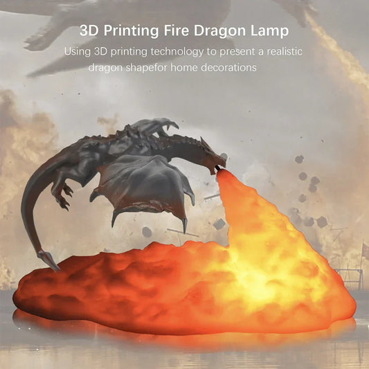 3D Printed Fire Dragon LED Desk Lamp