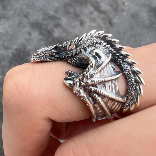 Gothic Punk Dragon Wing Rings โ Adjustable Vintage Jewelry for Men & Women