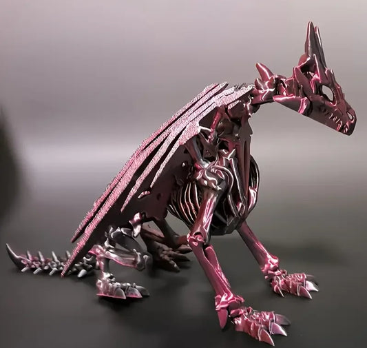1Pc 3D Printed Dragon Skeleton with Movable Joints โ Unique Indoor/Outdoor Decor & Animal Model Figurine